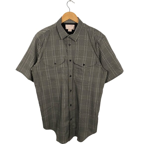 Filson Twin Lakes Lined Short Sleeve Check Sport Shirt Gravel Gray Men's size M - Picture 1 of 7